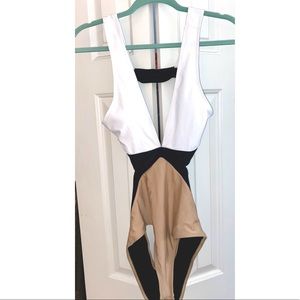 Neutral Open Back One-Piece Swimsuit